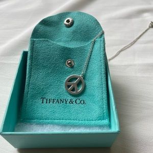 Tiffany & Co. Sterling Silver Peace Sign Necklace 16"